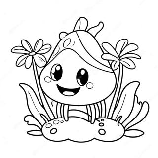 Cute Piranha Plant With Smiling Face Coloring Page 23284-21365