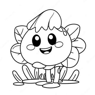 Cute Piranha Plant With Smiling Face Coloring Page 23284-21366