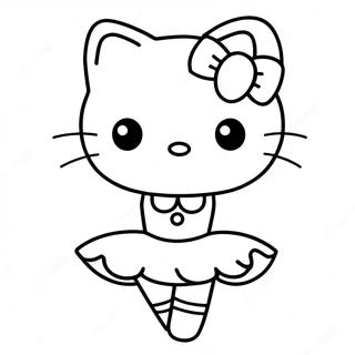 Hello Kitty Ballerina Outline Coloring Pages