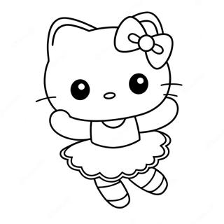 Hello Kitty Ballerina Outline Coloring Page 23293-21371