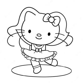 Cute Hello Kitty Ballerina Dancing Coloring Page 23294-21373