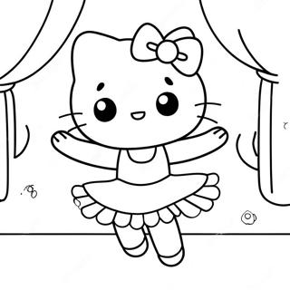 Cute Hello Kitty Ballerina Dancing Coloring Page 23294-21374