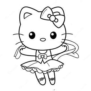 Cute Hello Kitty Ballerina Dancing Coloring Page 23294-21375