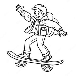 Marty Mcfly Riding Hoverboard Coloring Page 23304-21381