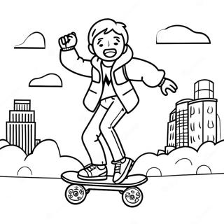 Marty Mcfly Riding Hoverboard Coloring Page 23304-21382