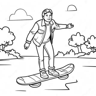 Marty Mcfly Riding Hoverboard Coloring Page 23304-21383