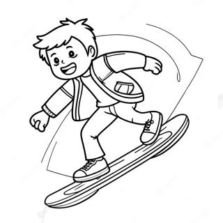 Marty Mcfly Riding Hoverboard Coloring Page 23304-21384