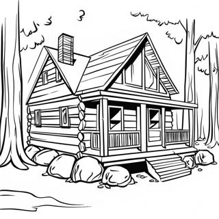 Log Cabin In The Woods Coloring Page 23323-21394