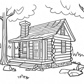 Log Cabin In The Woods Coloring Page 23323-21395