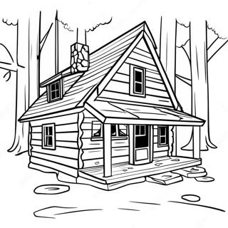 Log Cabin In The Woods Coloring Page 23323-21396