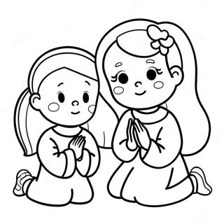 Children Praying Coloring Page 2332-1909