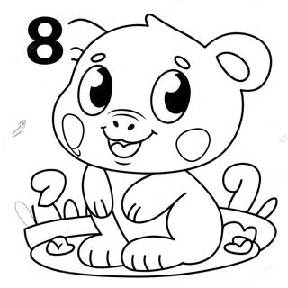 Cute Number 8 With Cartoon Eyes Coloring Page 23354-21422