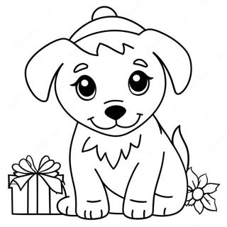 Christmas Puppy Coloring Pages