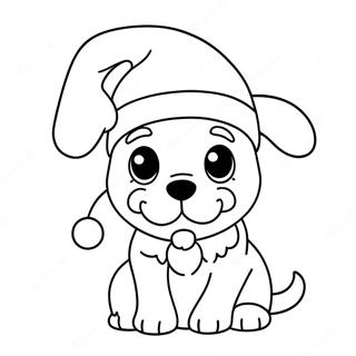 Playful Christmas Puppy With Santa Hat Coloring Page 23364-21429