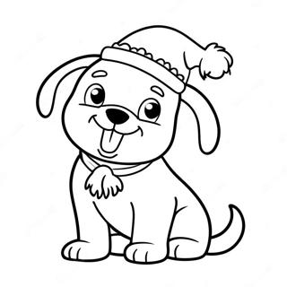 Playful Christmas Puppy With Santa Hat Coloring Page 23364-21430