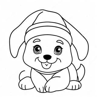 Playful Christmas Puppy With Santa Hat Coloring Page 23364-21431