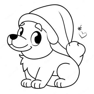 Playful Christmas Puppy With Santa Hat Coloring Page 23364-21432