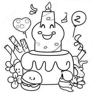 Happy 2nd Birthday Celebration Coloring Page 23373-21434