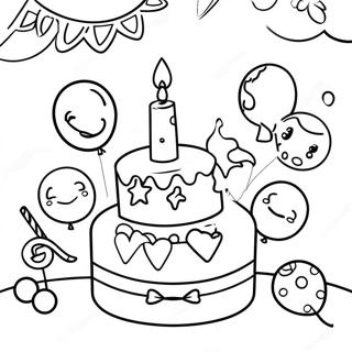 Joyful 2nd Birthday Party Coloring Page 23374-21440