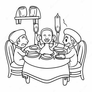 Joyful Shabbos Dinner Table Coloring Page 23394-21455