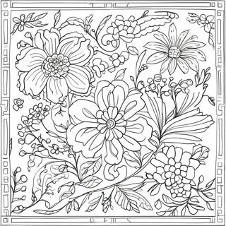 Chinoiserie Floral Pattern Coloring Page 23433-21482