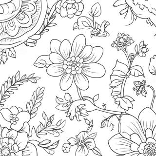 Chinoiserie Floral Pattern Coloring Page 23433-21654