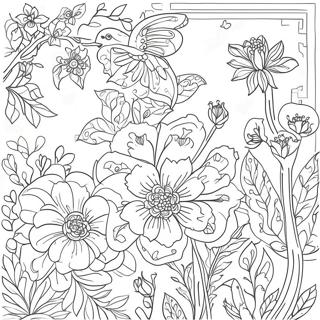 Chinoiserie Floral Pattern Coloring Page 23433-21656