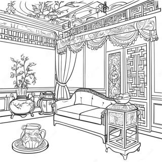 Elegant Chinoiserie Scene Coloring Page 23434-21657