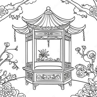 Elegant Chinoiserie Scene Coloring Page 23434-21660