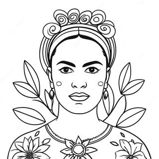 Frida Kahlo With Flowers Coloring Page 2352-1925