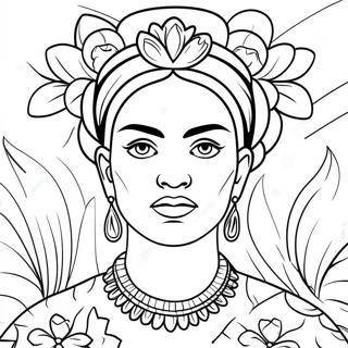 Frida Kahlo With Flowers Coloring Page 2352-1926