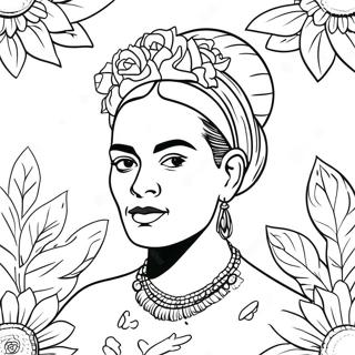 Frida Kahlo With Flowers Coloring Page 2352-1927