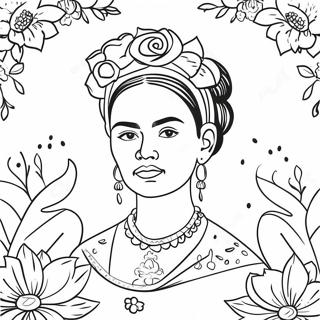 Frida Kahlo With Flowers Coloring Page 2352-1928