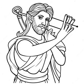 Brave King David With Slingshot Coloring Page 23534-21567