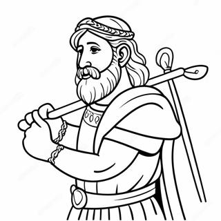 Brave King David With Slingshot Coloring Page 23534-21739