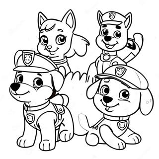 Charming Paw Patrol Characters At Thanksgiving Coloring Page 23554-21583