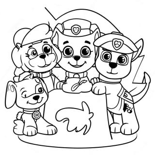 Charming Paw Patrol Characters At Thanksgiving Coloring Page 23554-21584