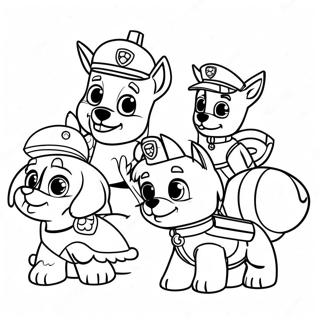 Charming Paw Patrol Characters At Thanksgiving Coloring Page 23554-21754