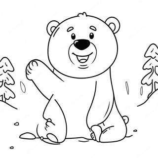 Cute Polar Bear Playing In Snow Coloring Page 23594-21614