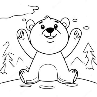 Cute Polar Bear Playing In Snow Coloring Page 23594-21616