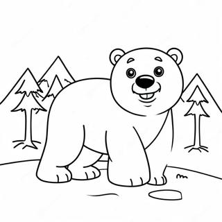 Cute Polar Bear Playing In Snow Coloring Page 23594-21786