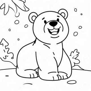 Cute Polar Bear Playing In Snow Coloring Page 23594-21787