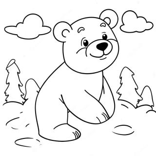 Cute Polar Bear Playing In Snow Coloring Page 23594-21788