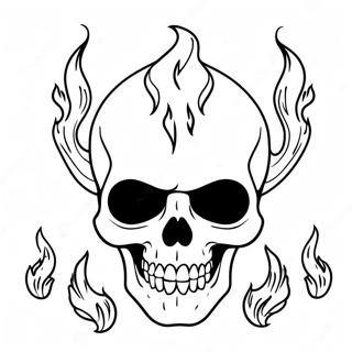 Creepy Skull With Flames Coloring Page 23604-21622