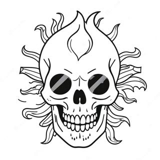 Creepy Skull With Flames Coloring Page 23604-21623