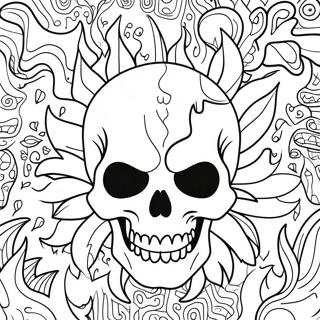 Creepy Skull With Flames Coloring Page 23604-21624