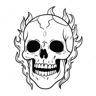 Creepy Skull With Flames Coloring Page 23604-21794