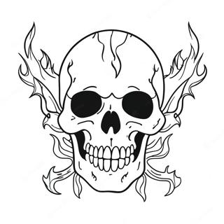 Creepy Skull With Flames Coloring Page 23604-21795