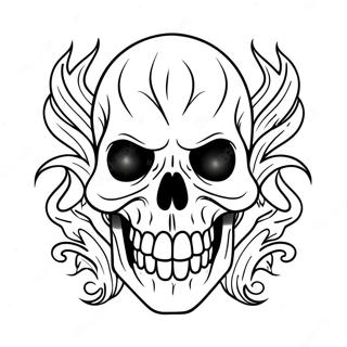 Creepy Skull With Flames Coloring Page 23604-21796