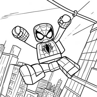 Lego Spiderman Swinging Through City Coloring Page 2362-1936